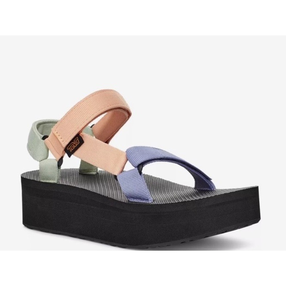 Teva Flatform Sandal Womens 10 Univeral Platform Sage Peach Blue New‎